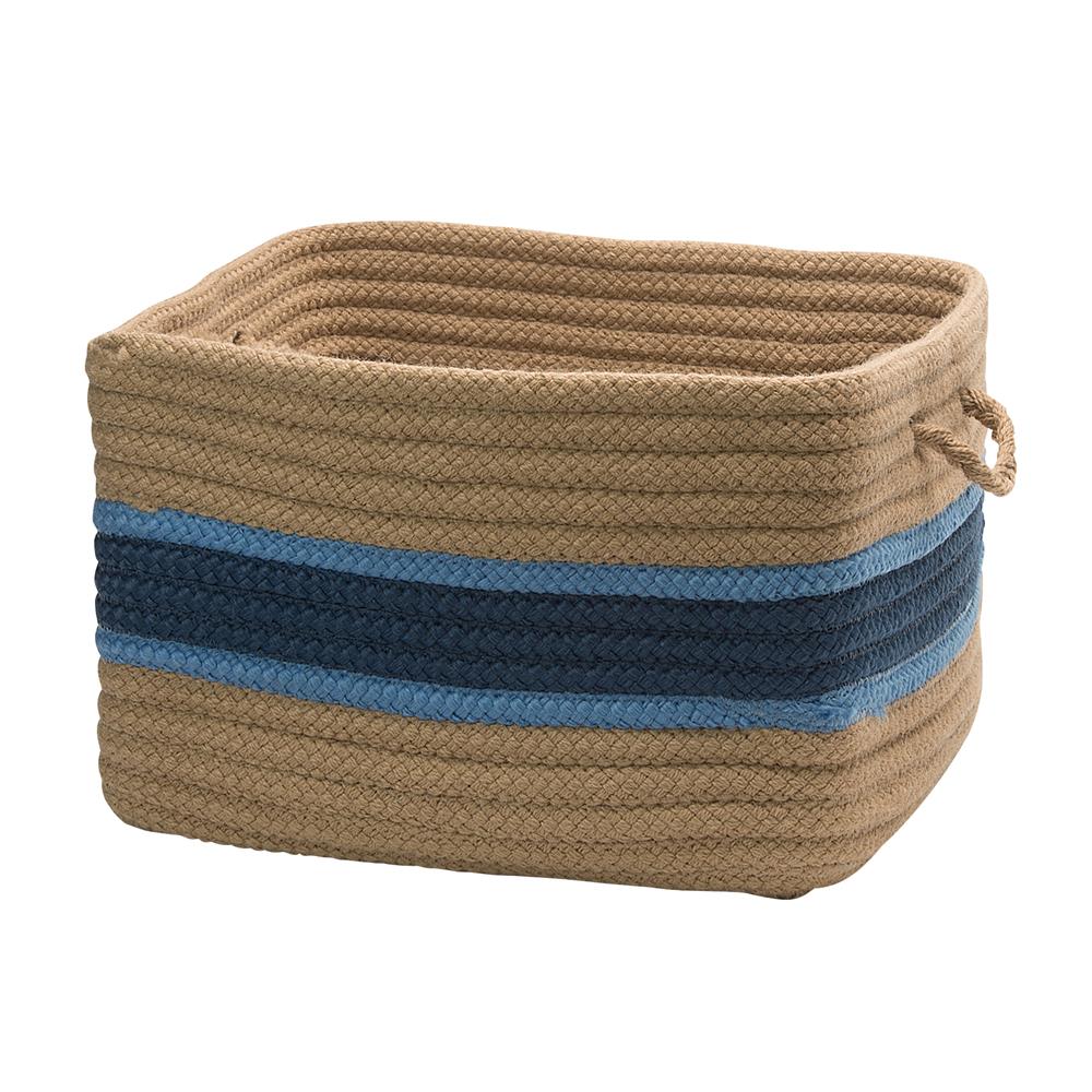 Colonial Mills GA05A014X010S Garden Banded - Jasmine/Blue Ice 14"x10" Square Utility Basket